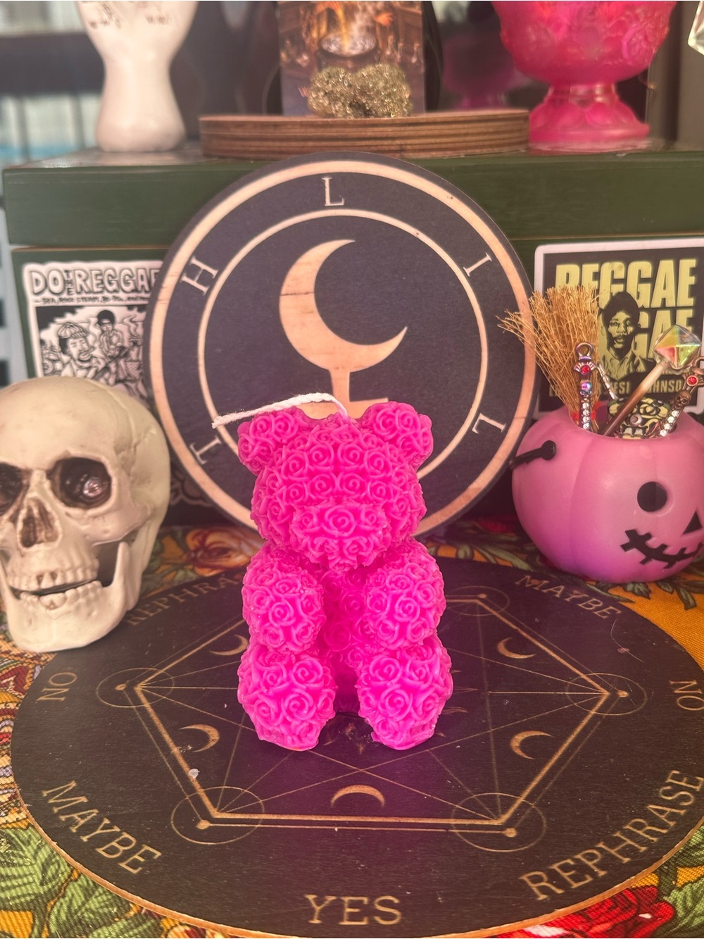Cute Pink Rose Bear Candle